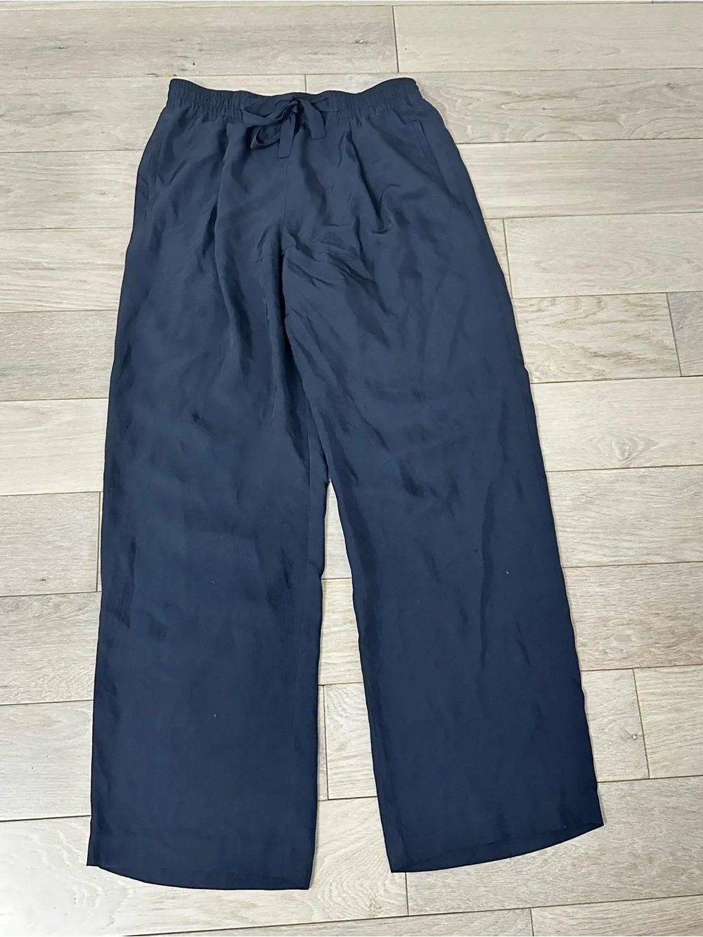 Theory Navy Wide-Leg Drawstring Trousers
